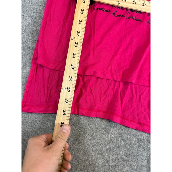 Juicy Couture High Low Graphic Tunic Top Womens Medium Pink Sequin Coquette Y2K - Picture 5 of 7